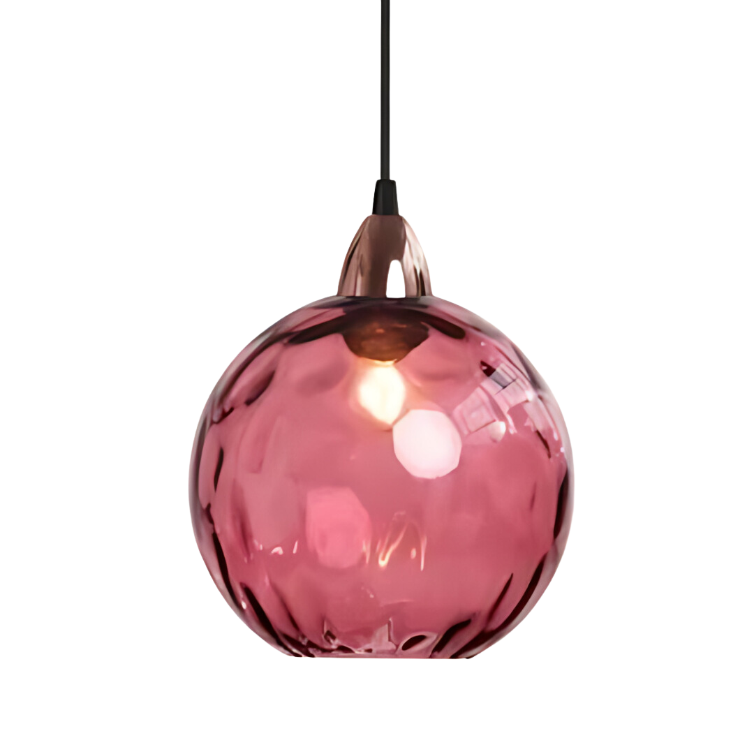 Elegante glazen bol hanglamp met sfeervolle verlichting