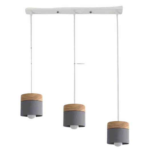 Moderne plafondlamp in hout en metaal met opvallend design