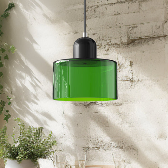 Moderne cilinder glazen hanglamp met orb-ontwerp