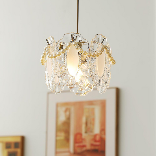 Glazen Hanglamp met Bloemmotief - Elegant en Uniek Design