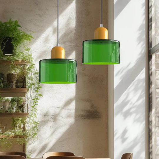 Moderne cilinder glazen hanglamp met orb-ontwerp