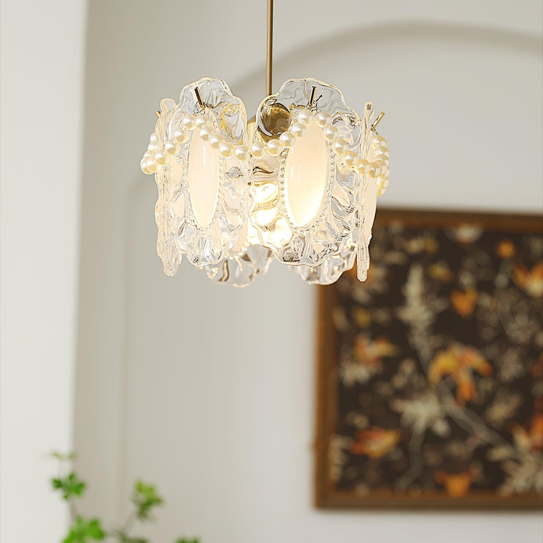 Glazen Hanglamp met Bloemmotief - Elegant en Uniek Design