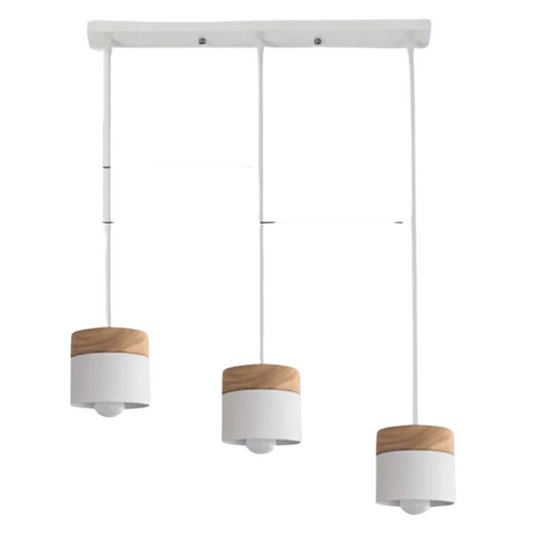 Moderne plafondlamp in hout en metaal met opvallend design