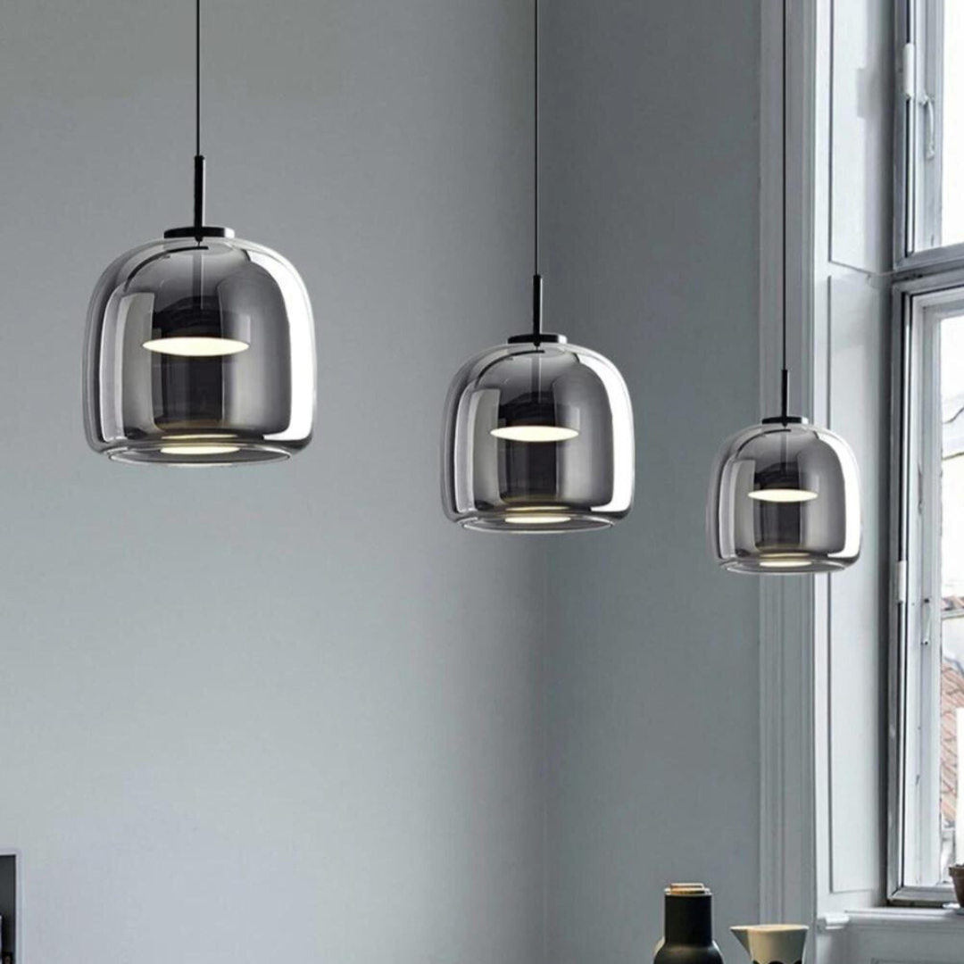 Scandinavische hanglamp - Zwart glas, modern design met LED-verlichting