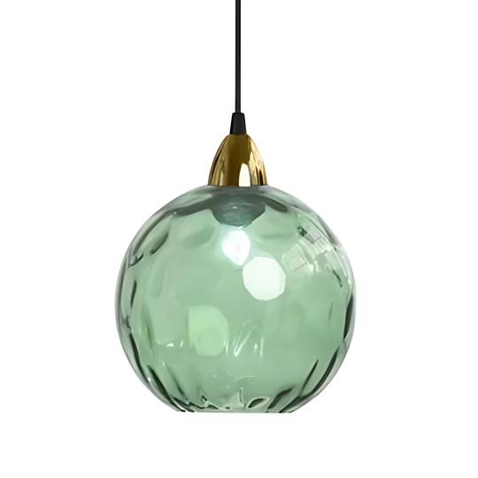 Elegante glazen bol hanglamp met sfeervolle verlichting