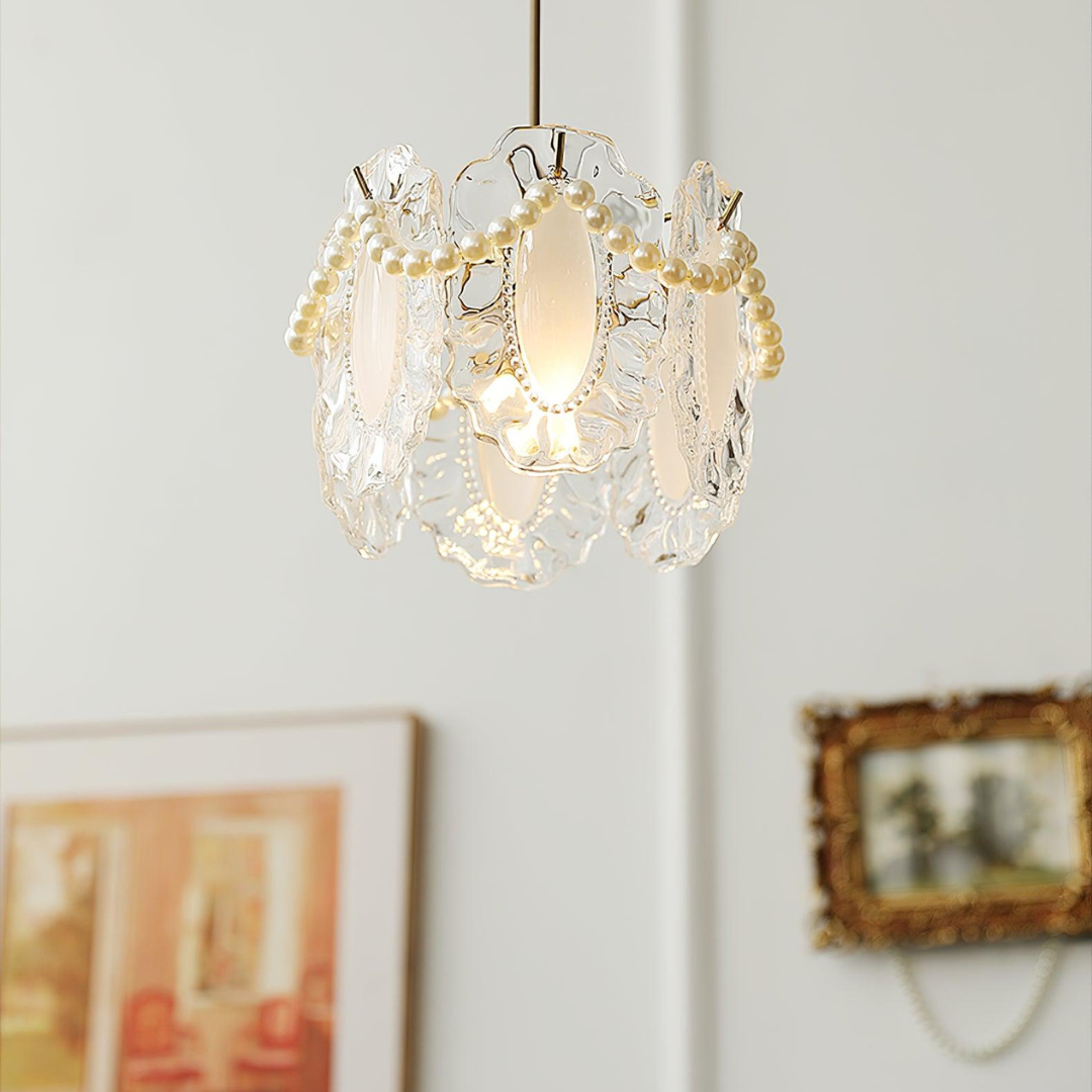 Glazen Hanglamp met Bloemmotief - Elegant en Uniek Design