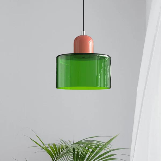 Moderne cilinder glazen hanglamp met orb-ontwerp