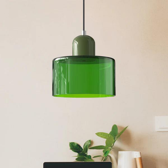 Moderne cilinder glazen hanglamp met orb-ontwerp