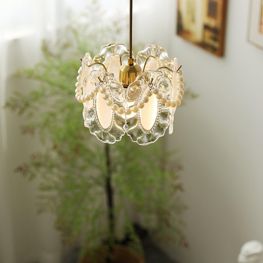 Glazen Hanglamp met Bloemmotief - Elegant en Uniek Design