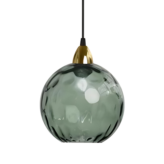 Elegante glazen bol hanglamp met sfeervolle verlichting