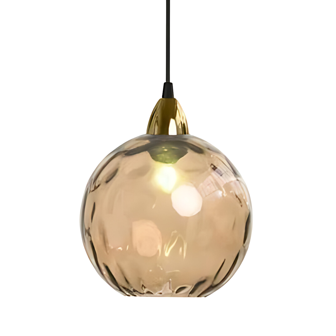 Elegante glazen bol hanglamp met sfeervolle verlichting