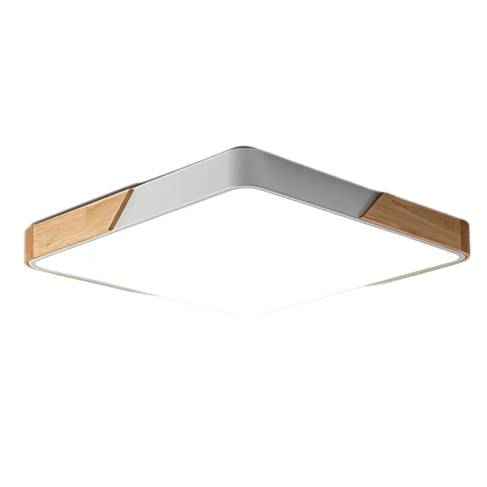 Stijlvolle plafondlamp met houten frame en geïntegreerde LED-verlichting