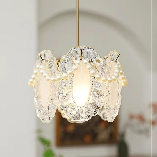 Glazen Hanglamp met Bloemmotief - Elegant en Uniek Design