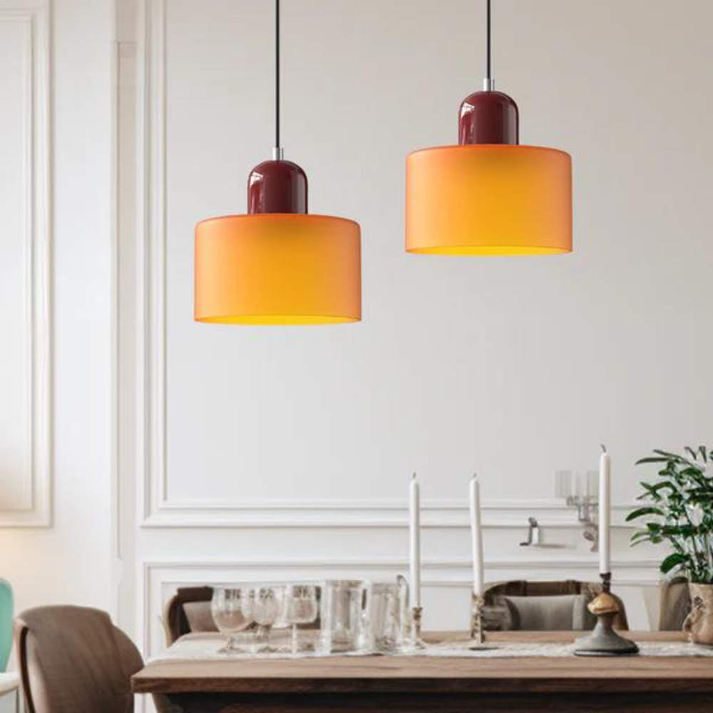 Moderne cilinder glazen hanglamp met orb-ontwerp