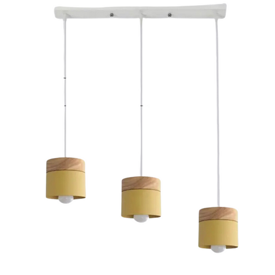 Moderne plafondlamp in hout en metaal met opvallend design