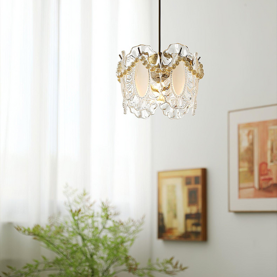 Glazen Hanglamp met Bloemmotief - Elegant en Uniek Design