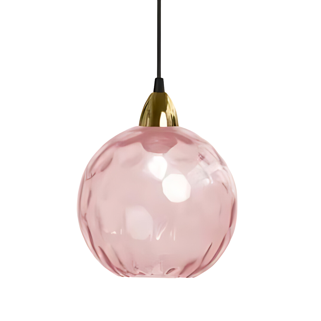 Elegante glazen bol hanglamp met sfeervolle verlichting