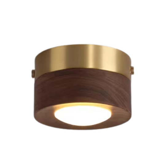 Moderne plafondlamp met walnoot of essen hout voor sfeervolle verlichting