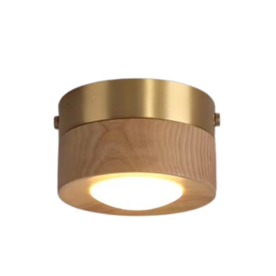 Moderne plafondlamp met walnoot of essen hout voor sfeervolle verlichting