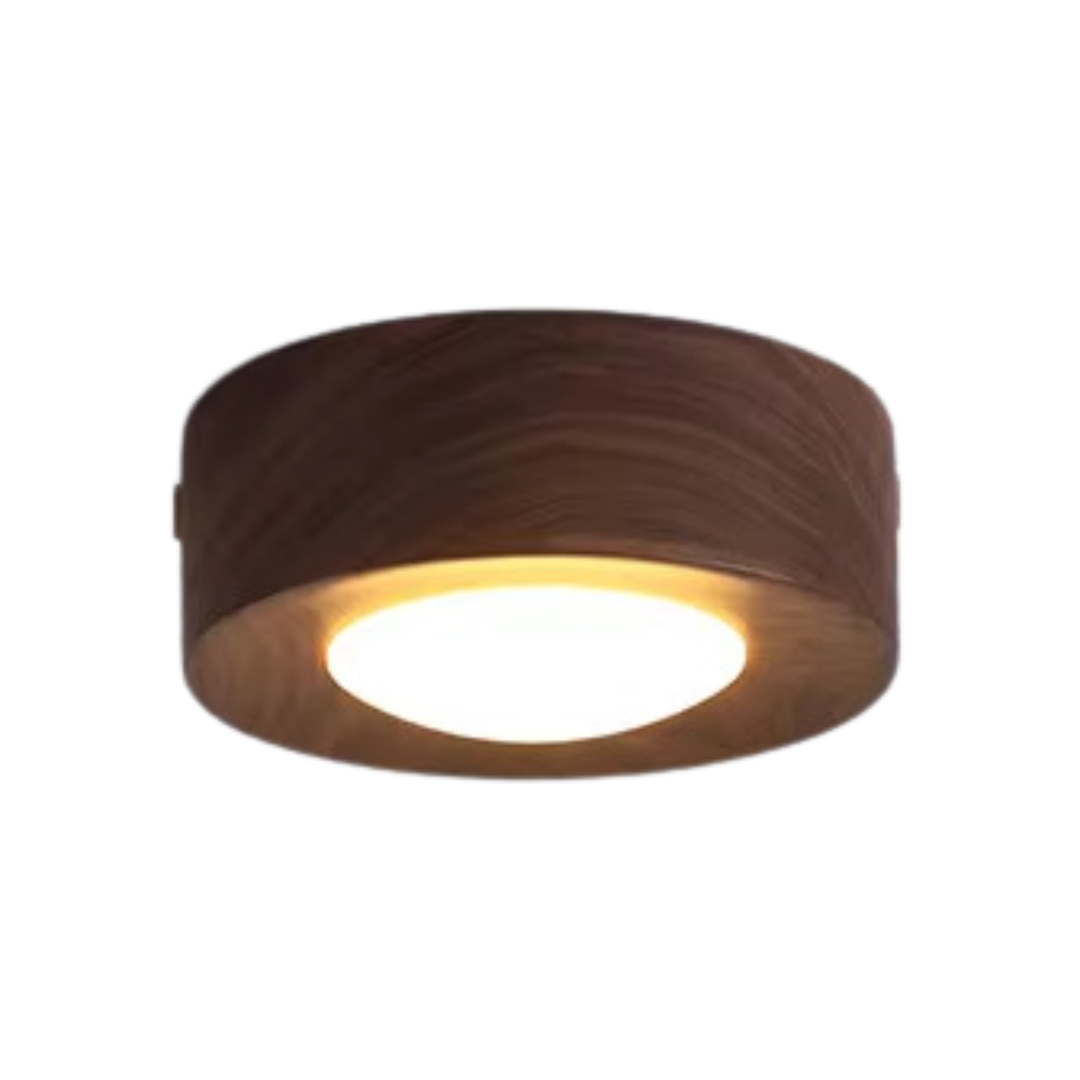 Moderne plafondlamp met walnoot of essen hout voor sfeervolle verlichting