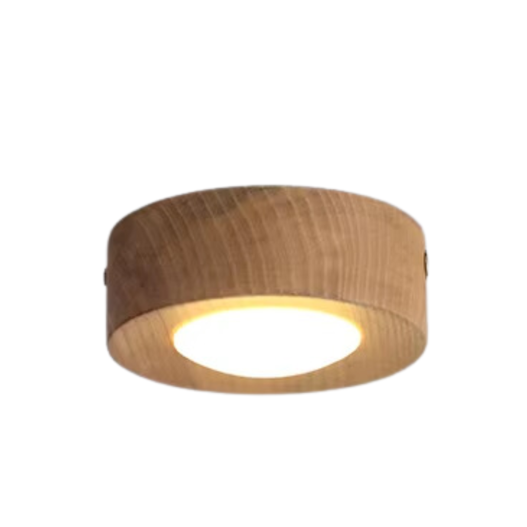 Moderne plafondlamp met walnoot of essen hout voor sfeervolle verlichting