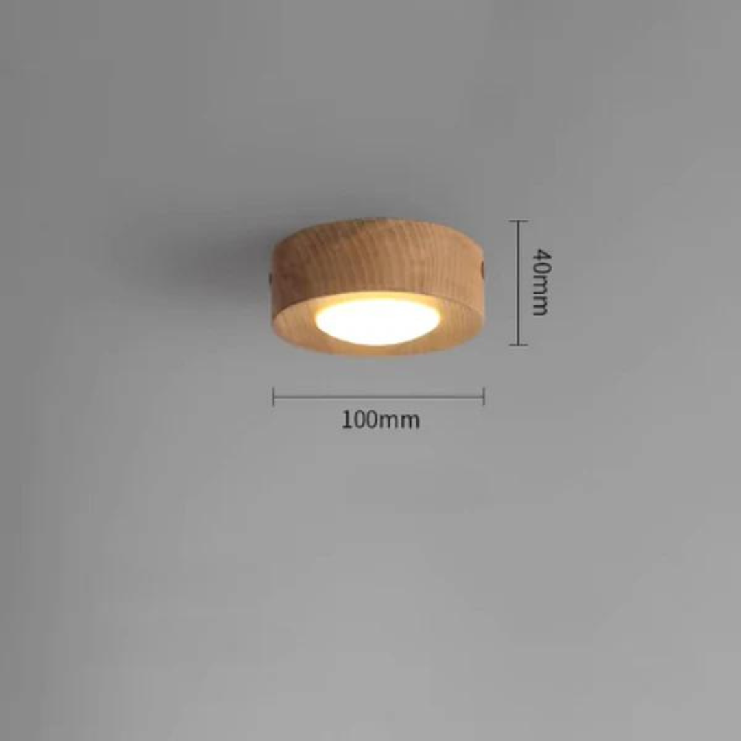 Moderne plafondlamp met walnoot of essen hout voor sfeervolle verlichting