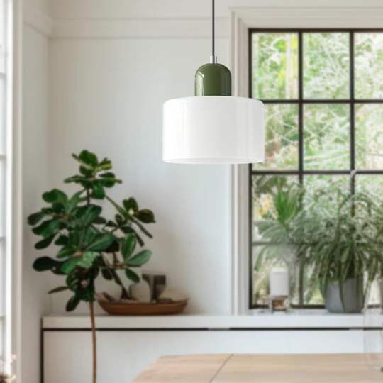 Moderne cilinder glazen hanglamp met orb-ontwerp