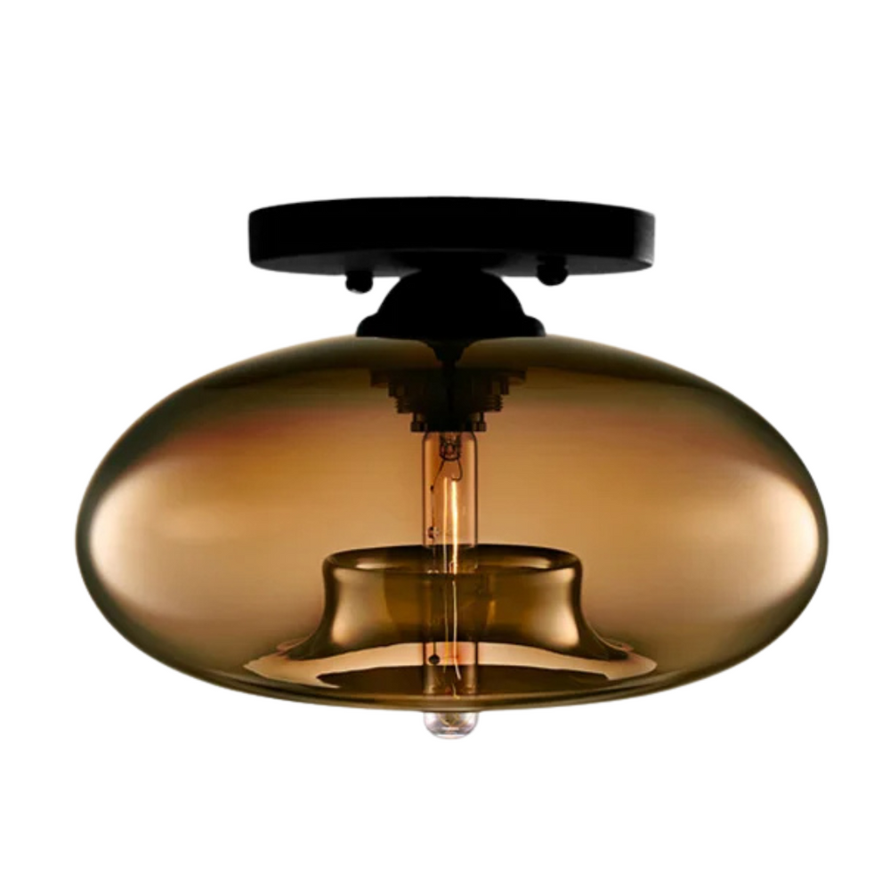 Industriële Art Deco Plafondlamp met Glas voor Woonkamer