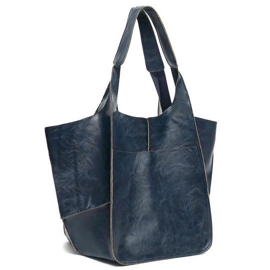 Ruime Leren Tote Bag met Elegant Design en Veilige Sluiting