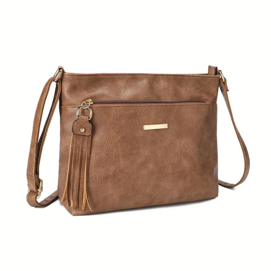 Vintage Crossbody Tas met Charmante Kwastjes en Ruime Indeling