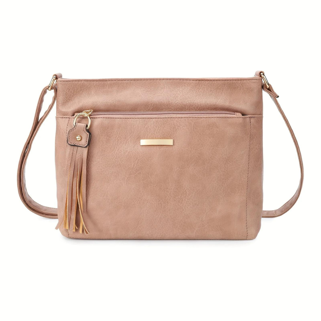 Vintage Crossbody Tas met Charmante Kwastjes en Ruime Indeling