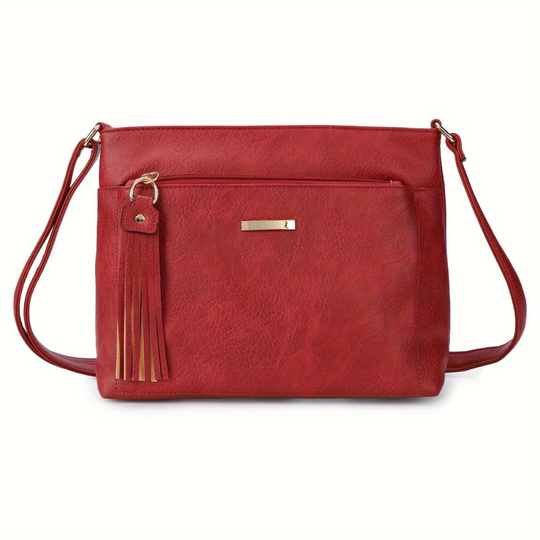 Vintage Crossbody Tas met Charmante Kwastjes en Ruime Indeling