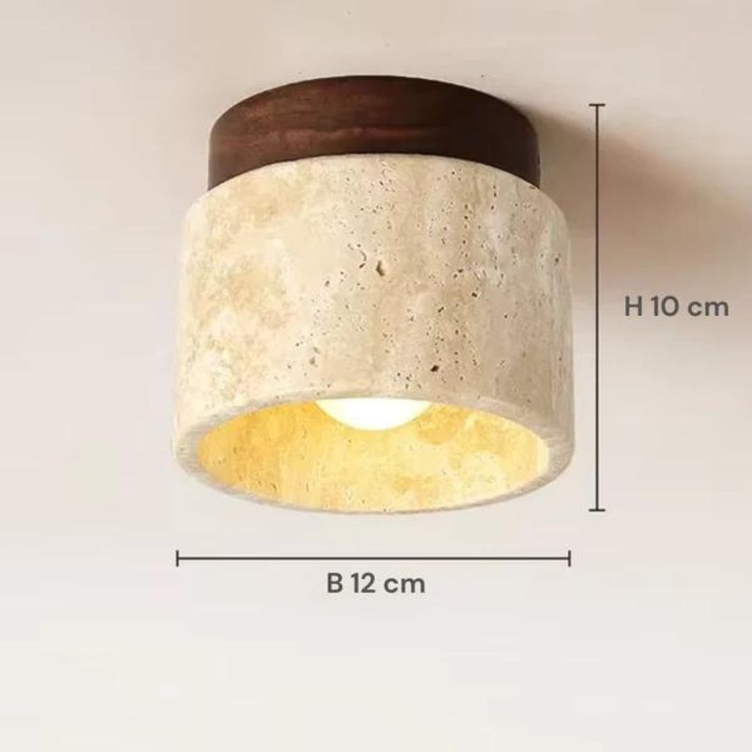 Japandi plafondlamp met steen en hout voor tijdloze elegantie