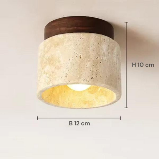 Japandi plafondlamp met steen en hout voor tijdloze elegantie