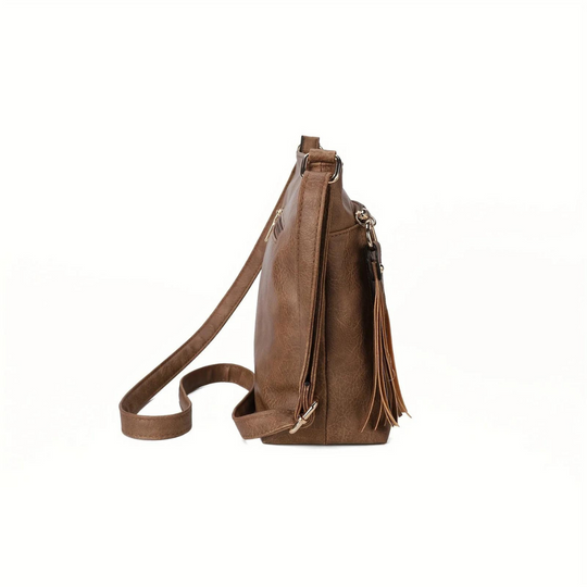 Vintage Crossbody Tas met Charmante Kwastjes en Ruime Indeling