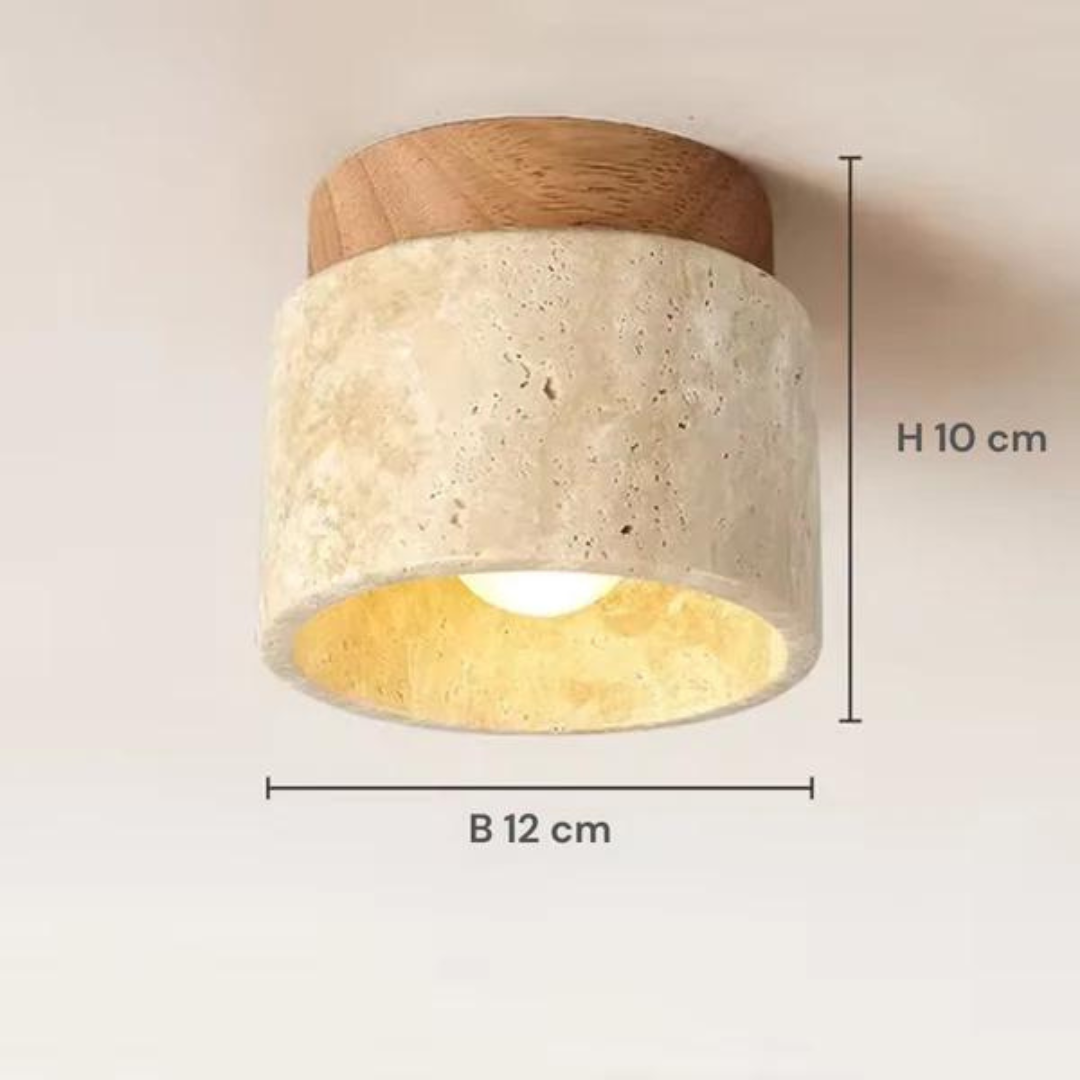 Japandi plafondlamp met steen en hout voor tijdloze elegantie