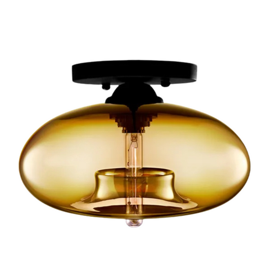 Industriële Art Deco Plafondlamp met Glas voor Woonkamer