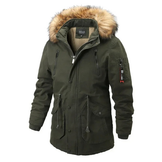 Heren Parka Winterjas – Afneembare Bontkraag en Warme Voering