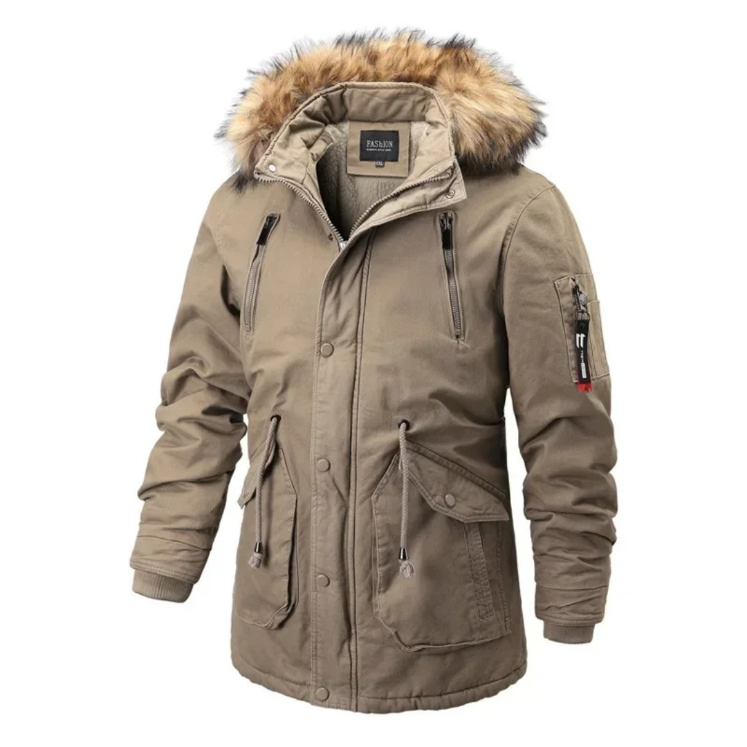 Heren Parka Winterjas – Afneembare Bontkraag en Warme Voering