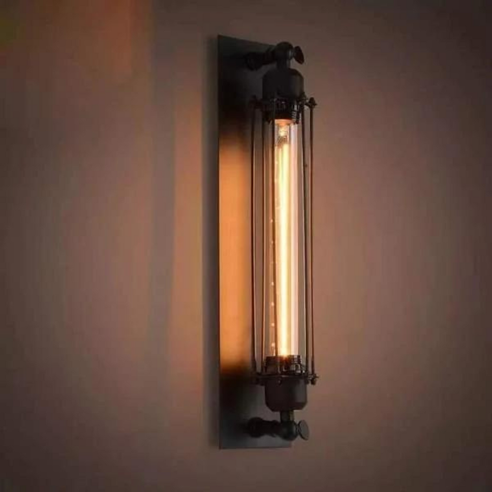 Retro industriële wandlamp met LED filament en warm licht