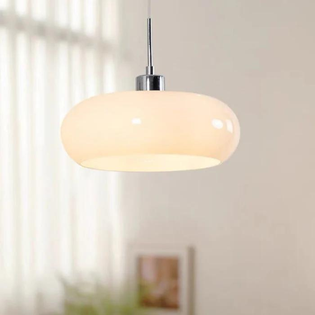 Moderne glazen hanglamp in broodvorm - Oranje en Wit