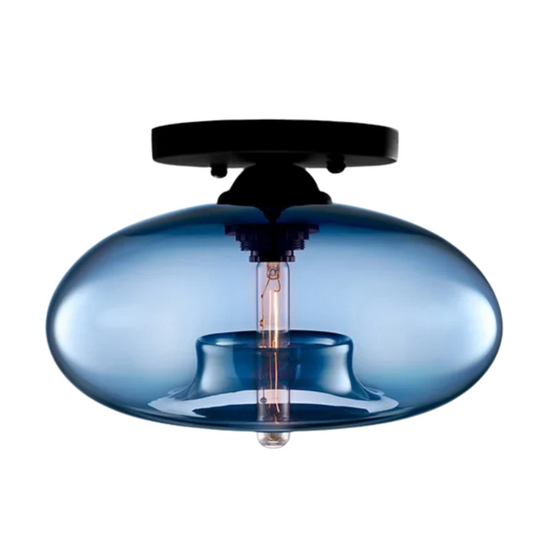 Industriële Art Deco Plafondlamp met Glas voor Woonkamer