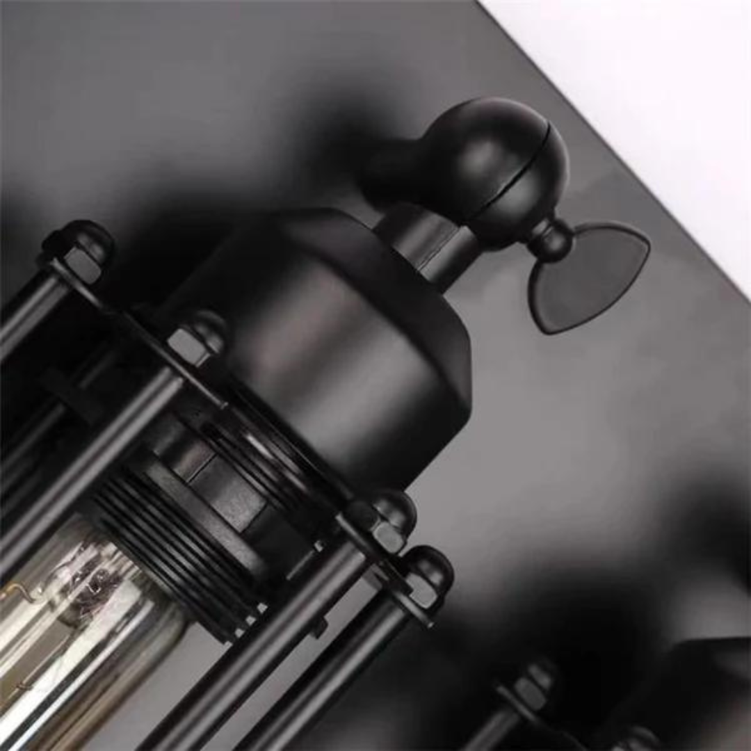 Retro industriële wandlamp met LED filament en warm licht