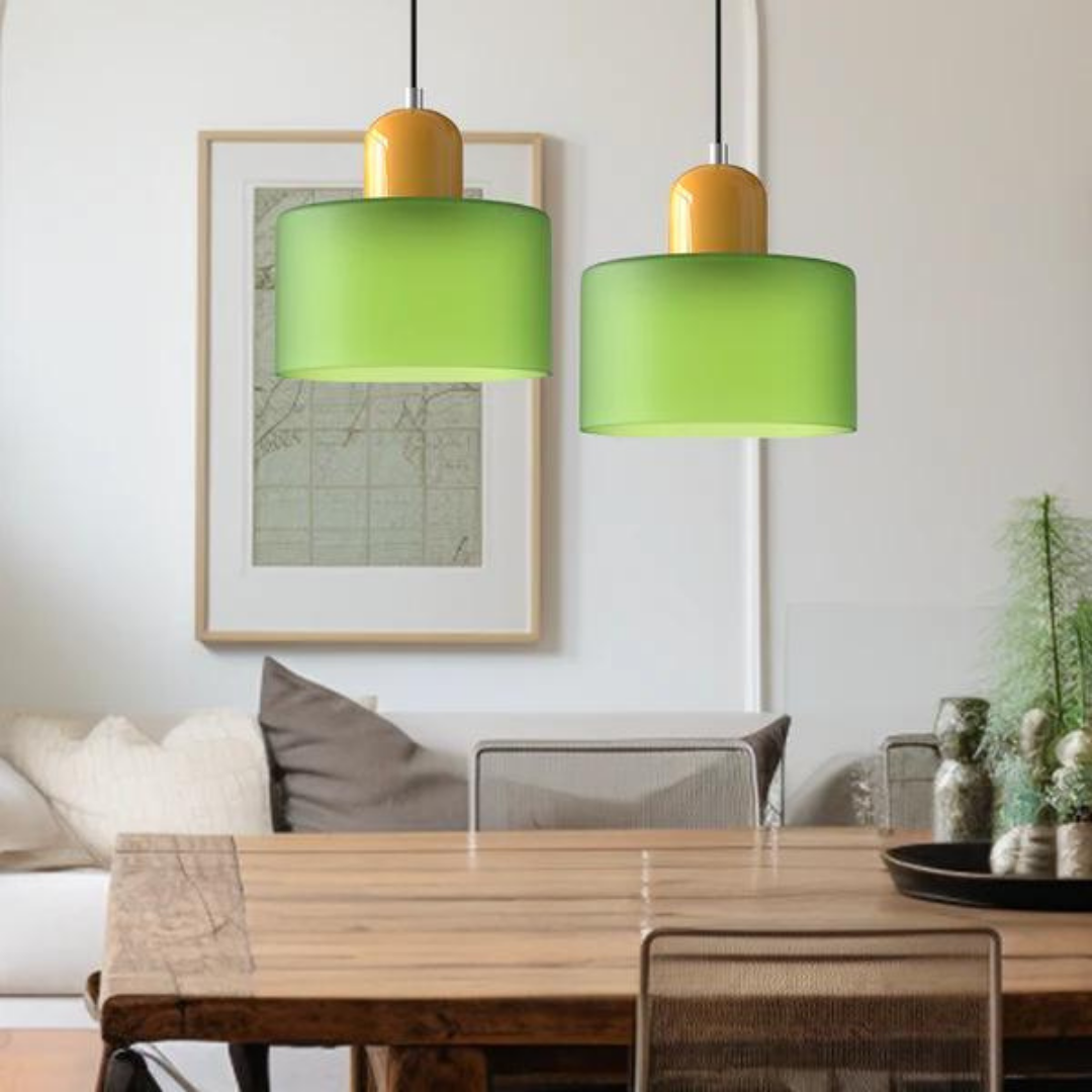 Moderne cilinder glazen hanglamp met orb-ontwerp