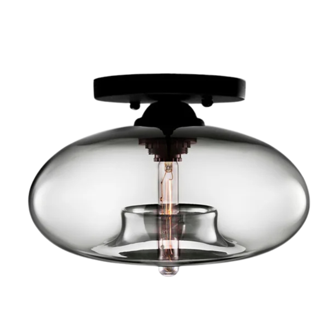 Industriële Art Deco Plafondlamp met Glas voor Woonkamer