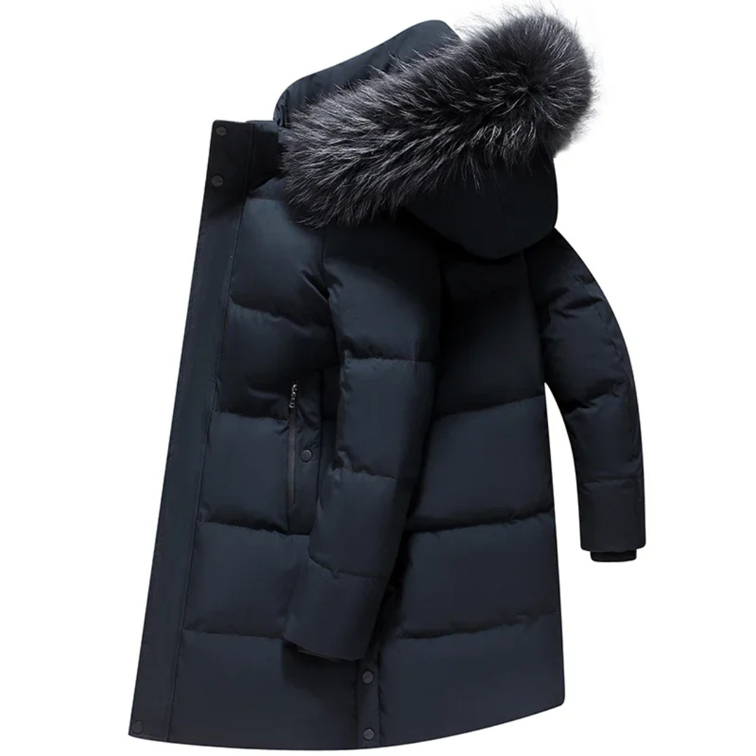 Heren Parka Winterjas – Luxe Bont Capuchon en Weerbestendige Ritsen