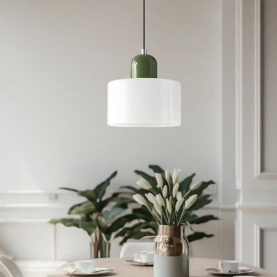 Moderne cilinder glazen hanglamp met orb-ontwerp