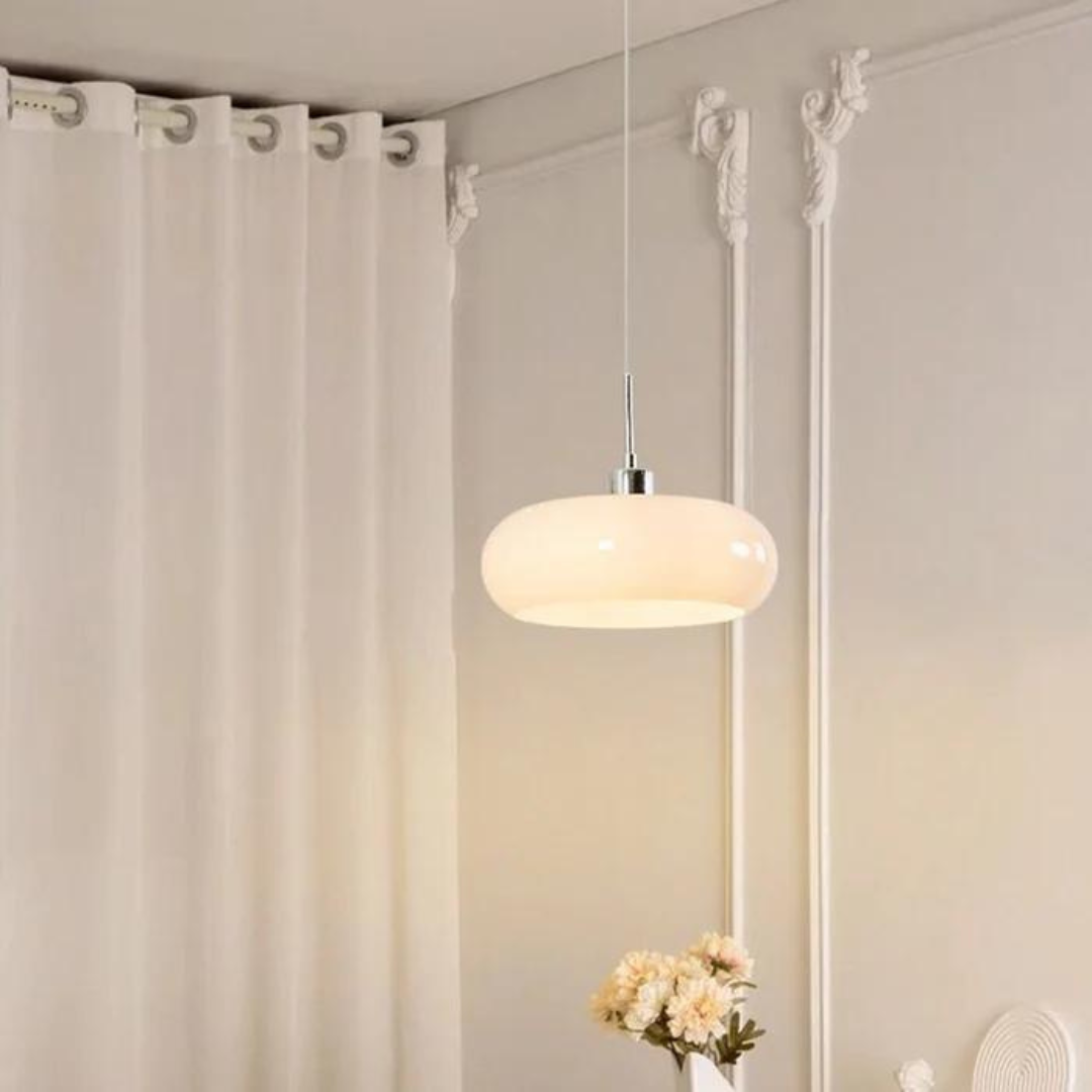 Moderne glazen hanglamp in broodvorm - Oranje en Wit