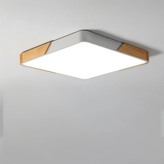 Stijlvolle plafondlamp met houten frame en geïntegreerde LED-verlichting