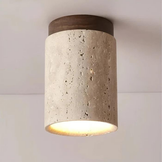 Ronde plafondlamp met Wabi Sabi design - Japanse stijl, natuurlijke materialen